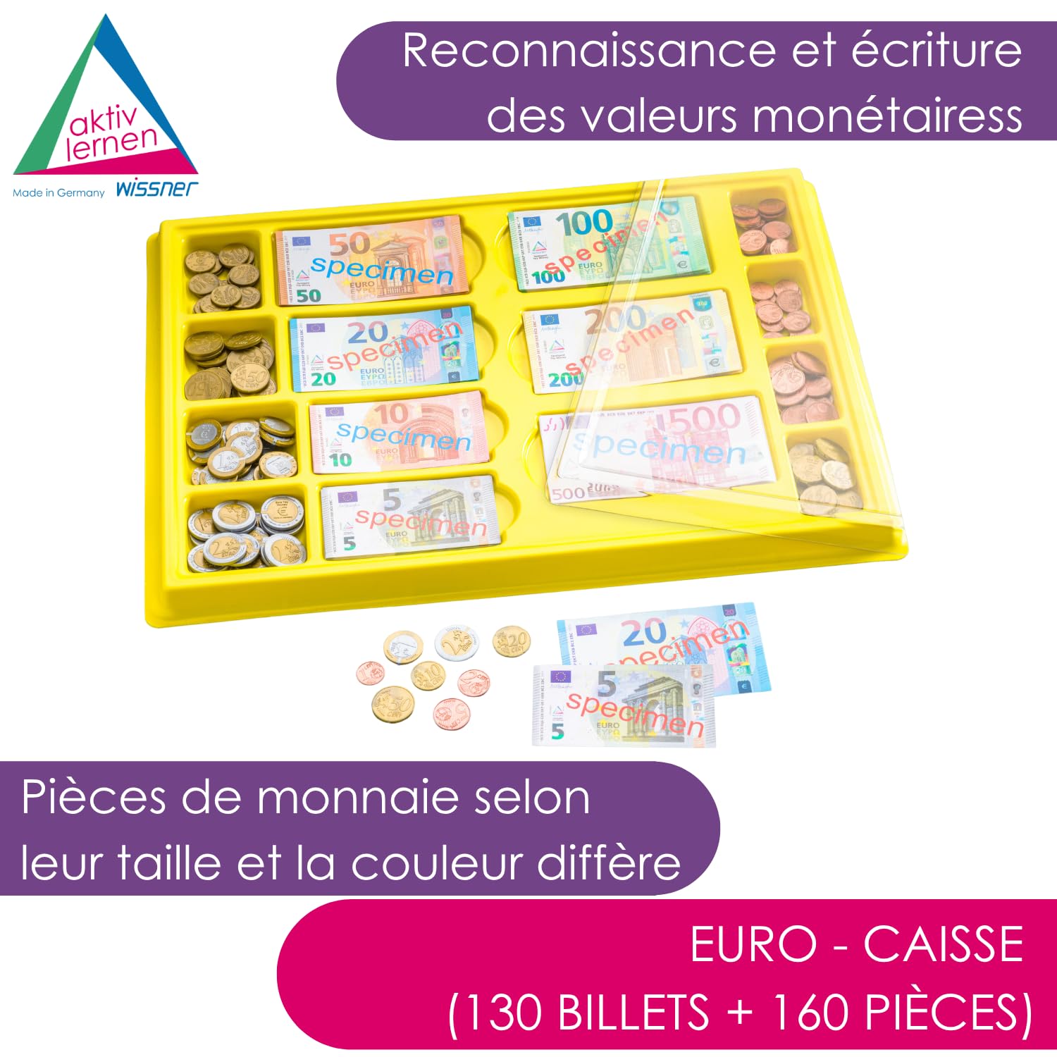 Wissner Lernspiele Box Monnaie 130 billets 160 pièces euro