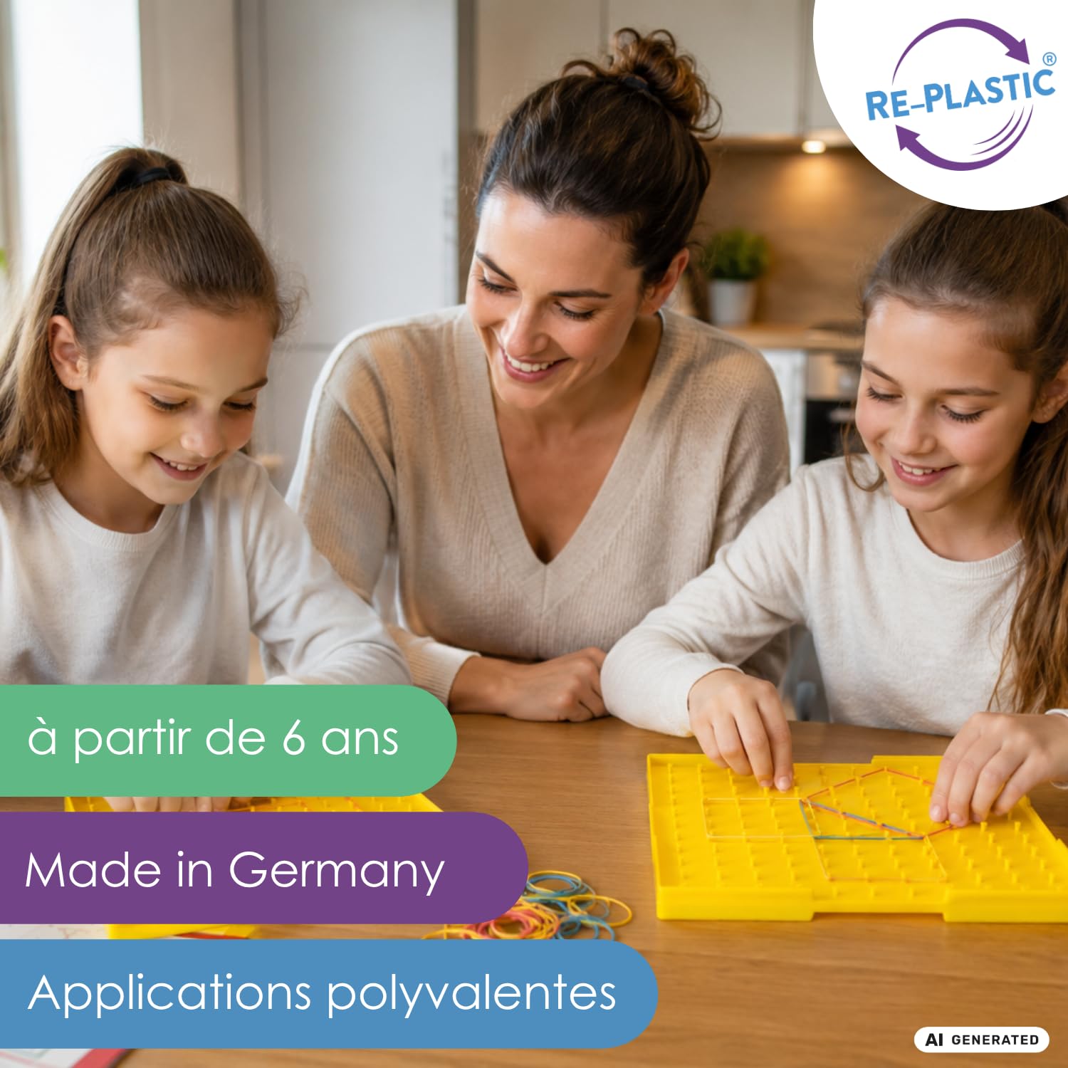 Wissner Raum & Form géoplan 23 cm double face + élastiques