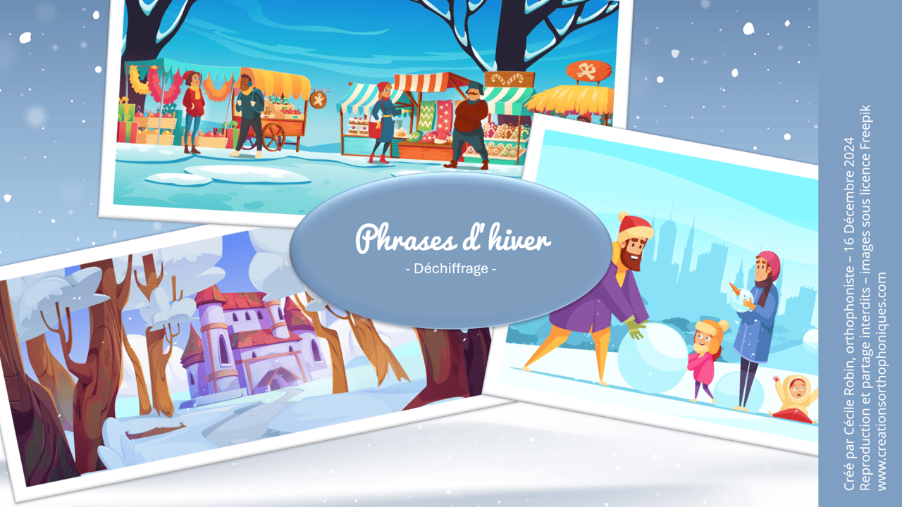 Créations orthophoniques Phrases d’hiver jeu lecture interactive hiver
