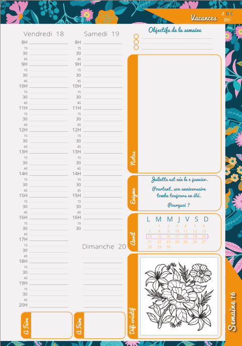 Créations orthophoniques Organisation Agenda 2025 semainier 16,5x23,5 cm
