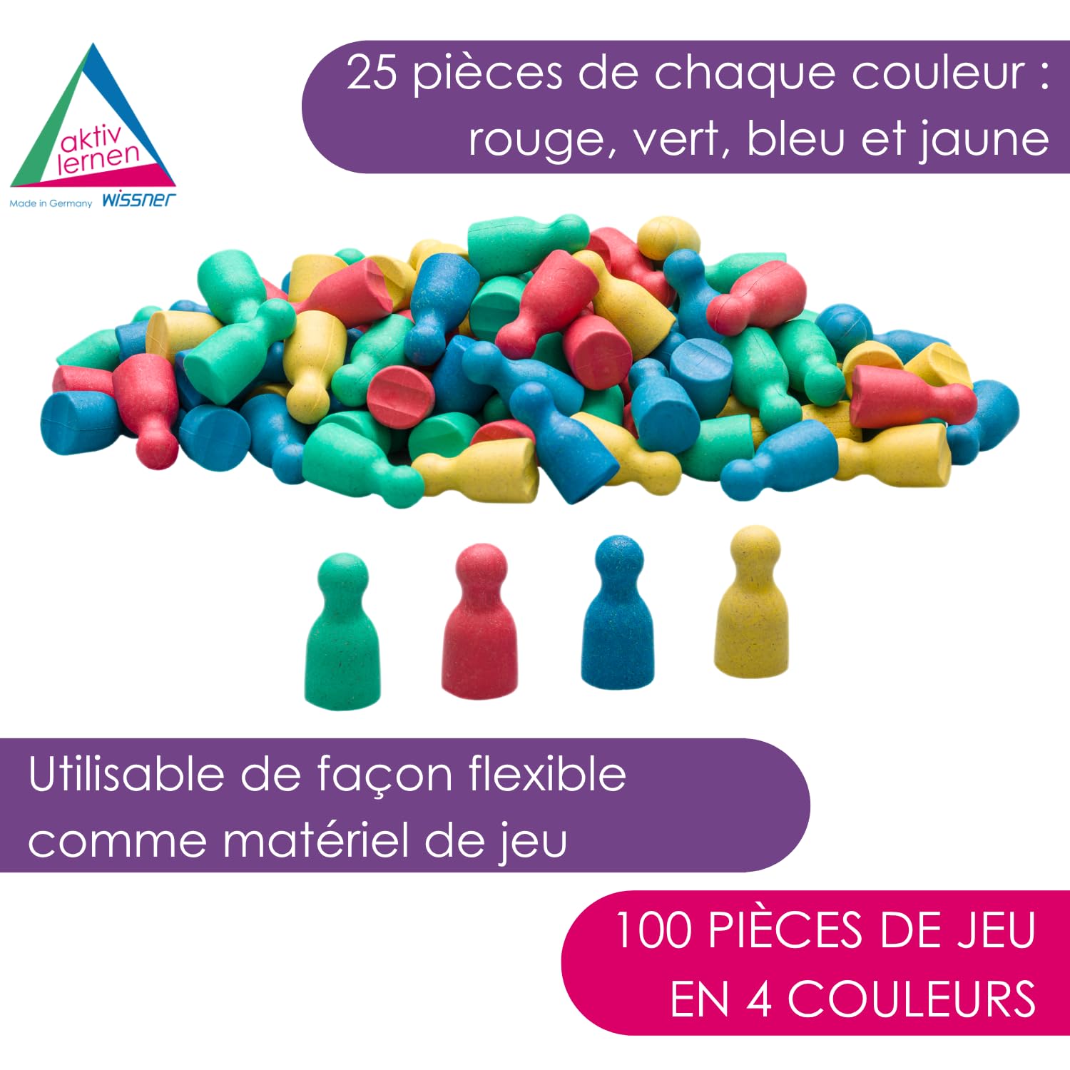 Wissner Lernspiele Pions Halma 4 couleurs boîte 100 pièces
