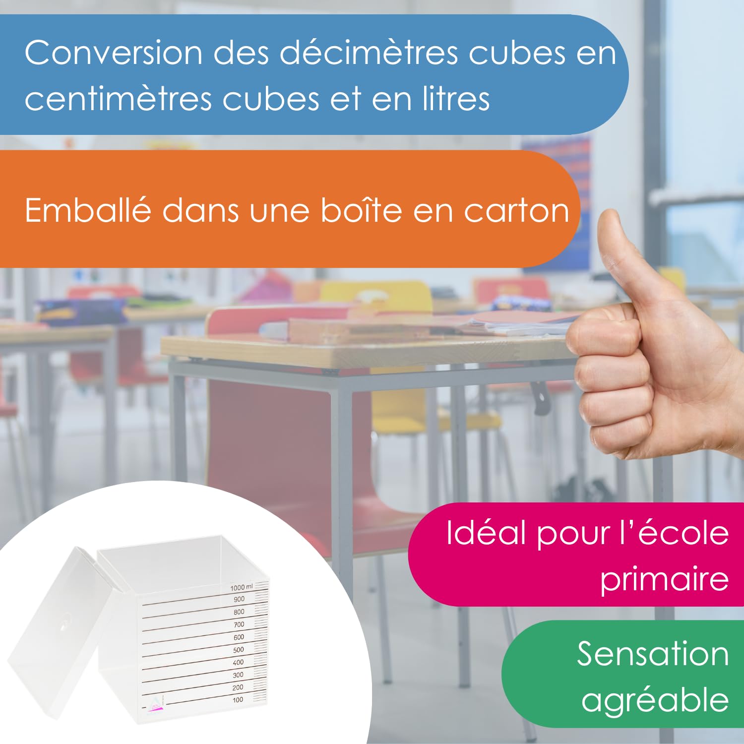 Wissner Größe Messen cube litre gradué avec couvercle RE-Plastic