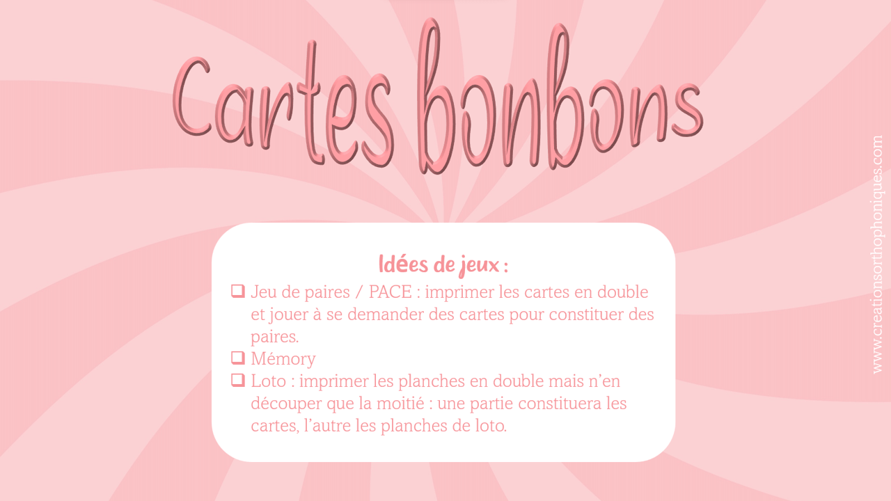 Créations orthophoniques attention Des bonbons jeu langage oral 5-10 ans