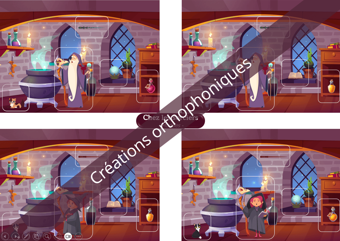 Créations orthophoniques Chez les sorciers scène langage PDF 15 cartes