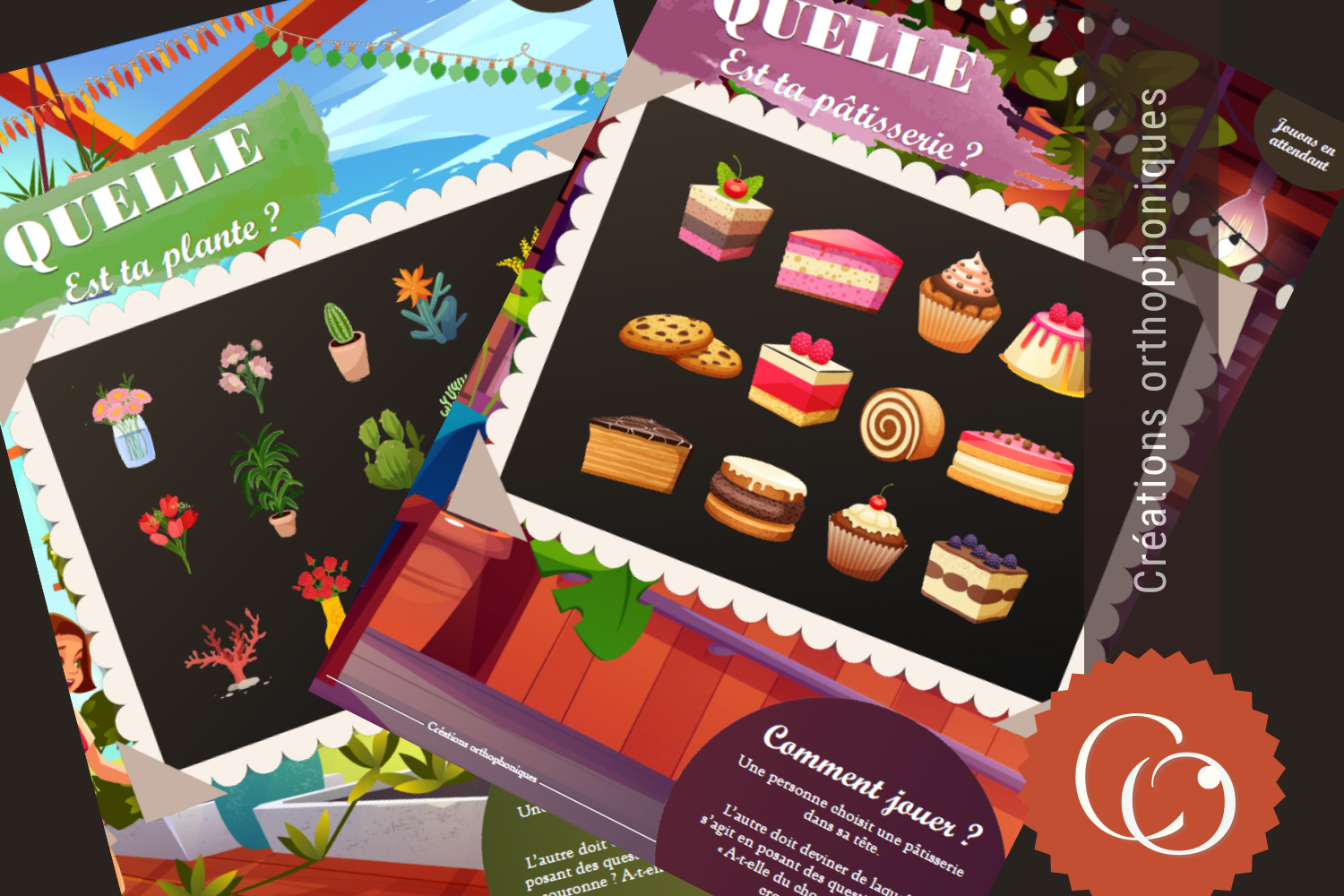 Créations orthophoniques Jouons en attendant affiche devinettes plantes pâtisseries PDF