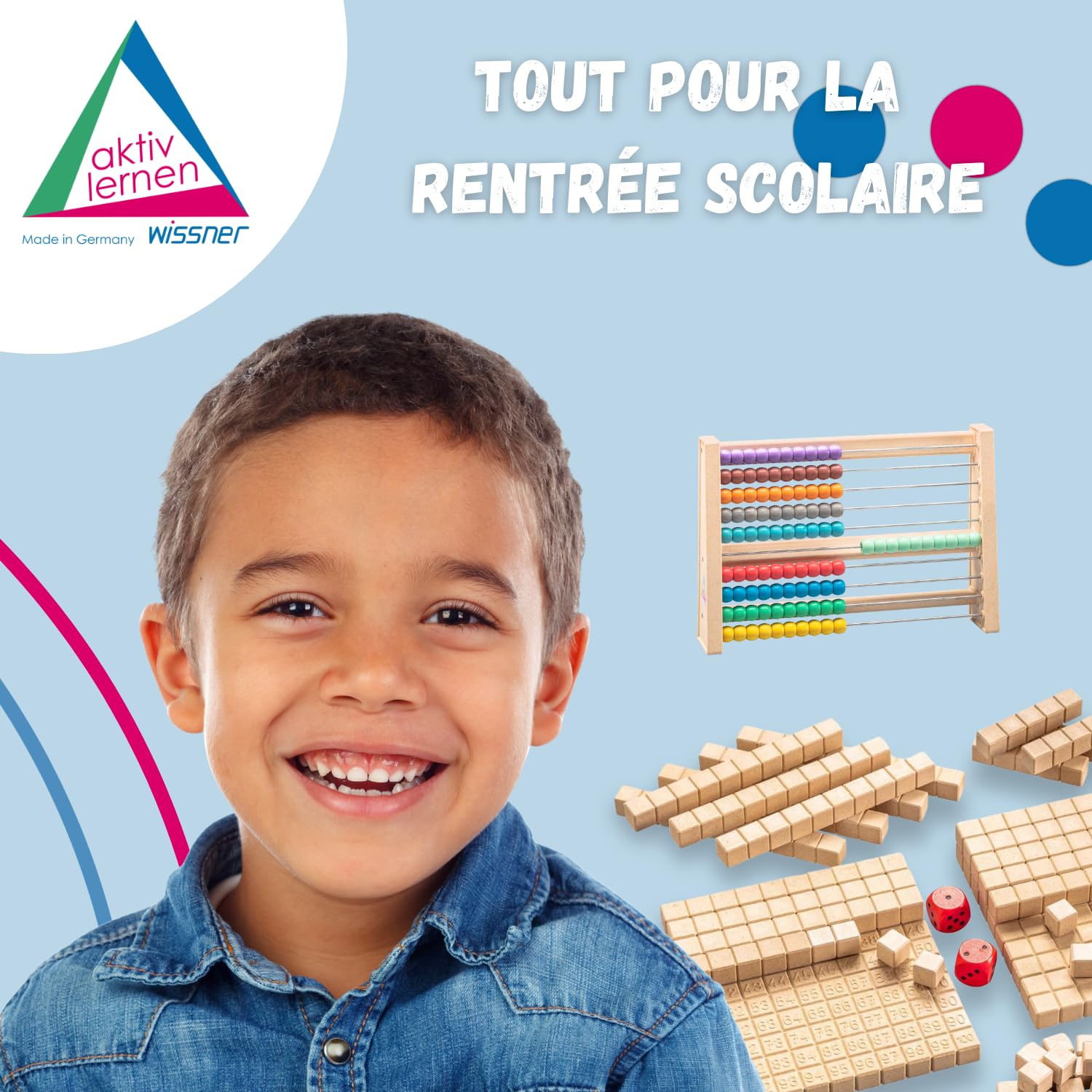 Wissner Zahlen & Rechnen Boulier 100 billes multicolore