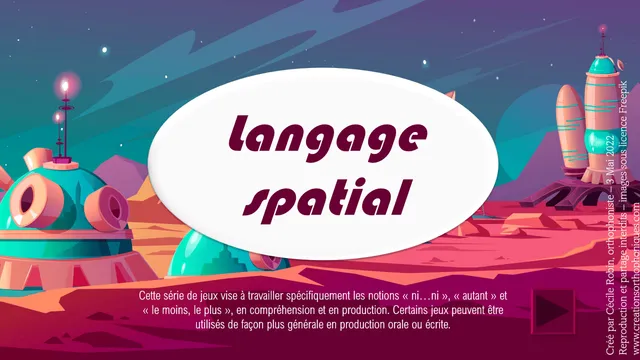 Créations orthophoniques Langage oral Langage spatial jeu orthophonie