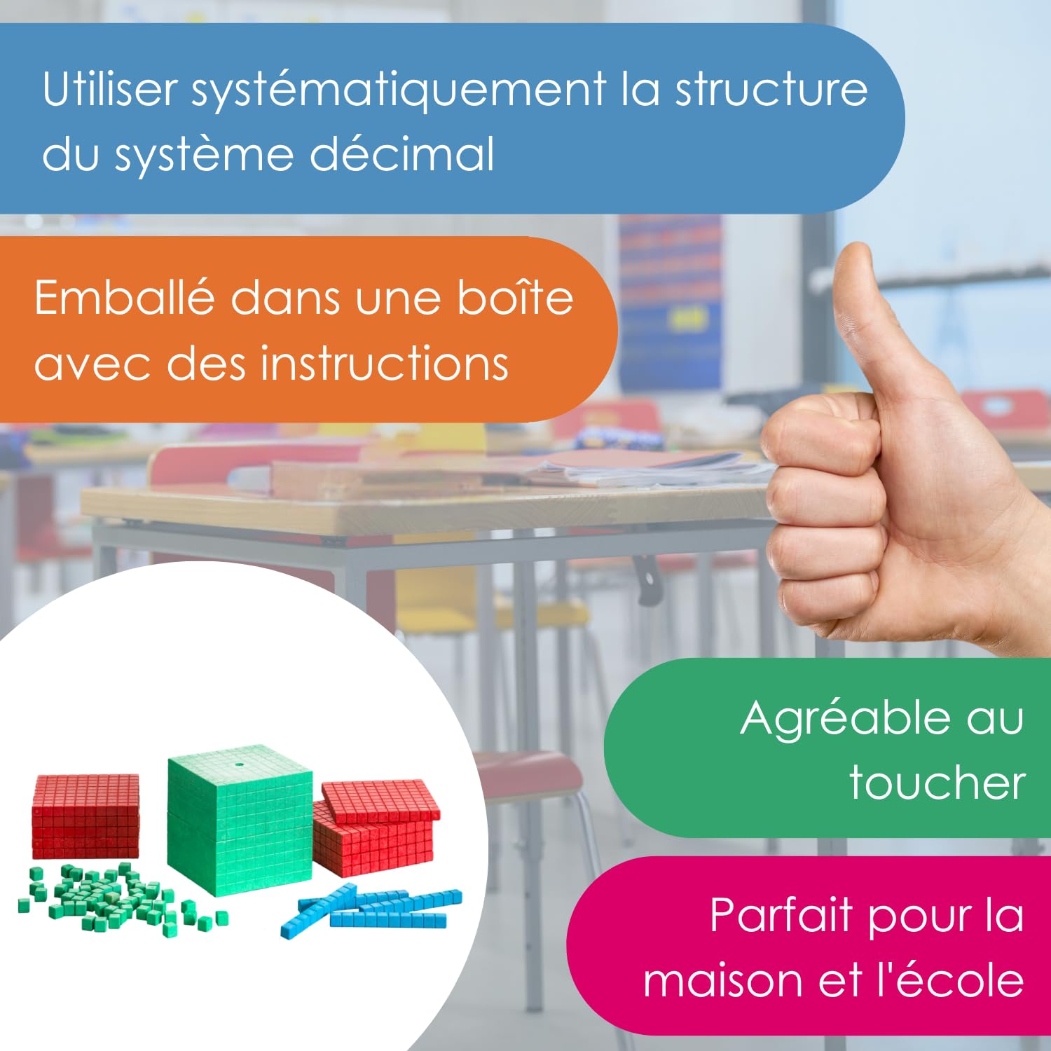 Wissner Montessori Ensemble calcul décimal 121 pcs RE-Wood