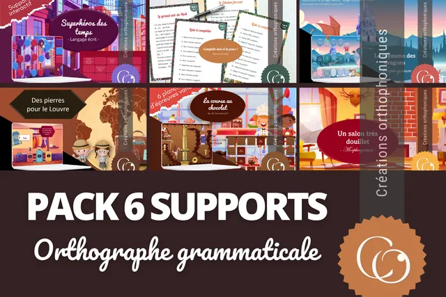 Créations orthophoniques PACKS Pack 6 supports orthographe grammaticale