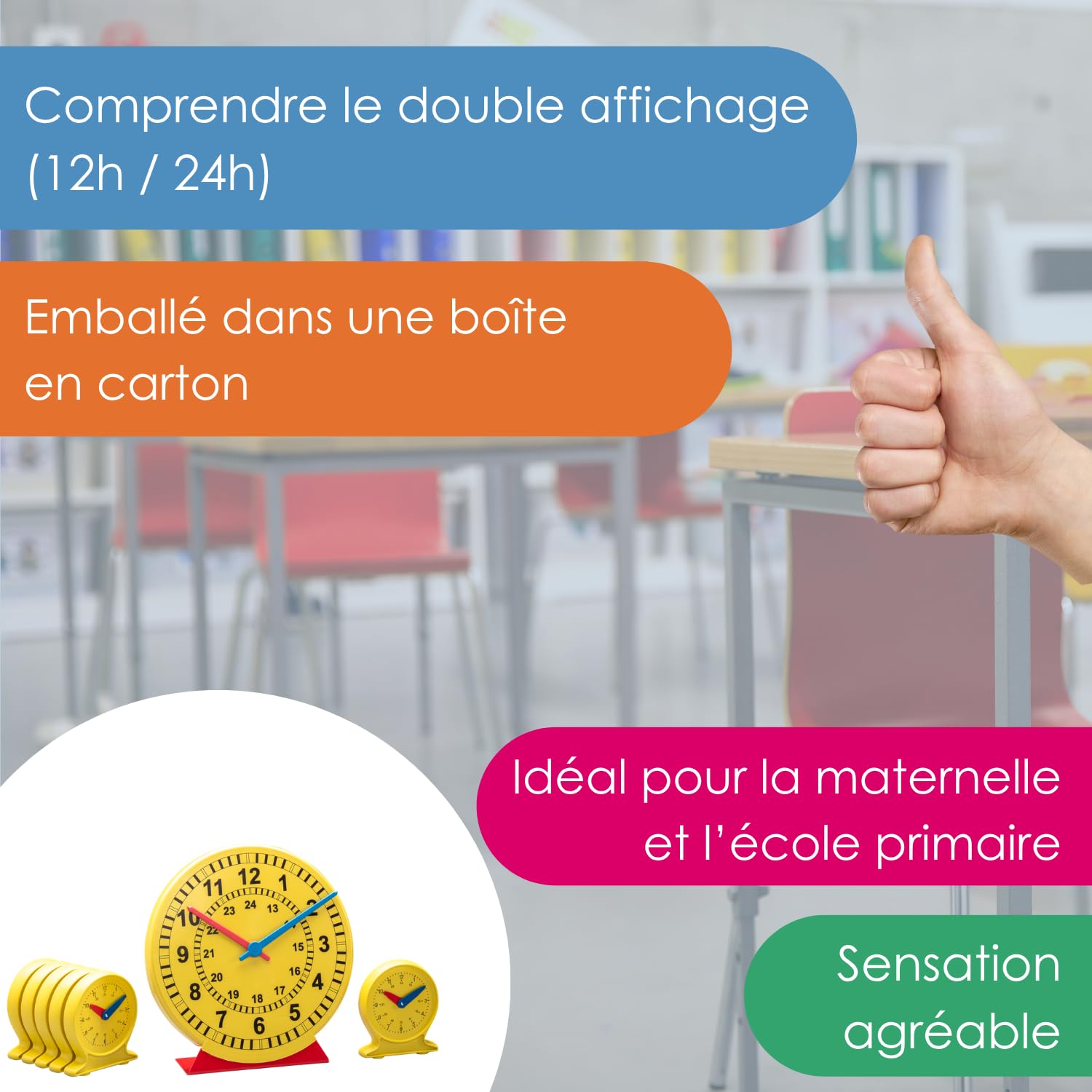 Wissner Größe & Messen Horloge Apprentissage Kit Classe 25 Pièces