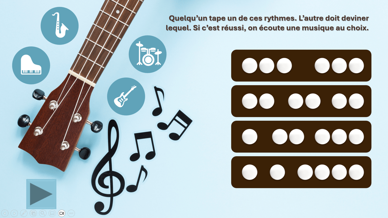 Créations orthophoniques Tous en rythme jeu attention auditive PowerPoint
