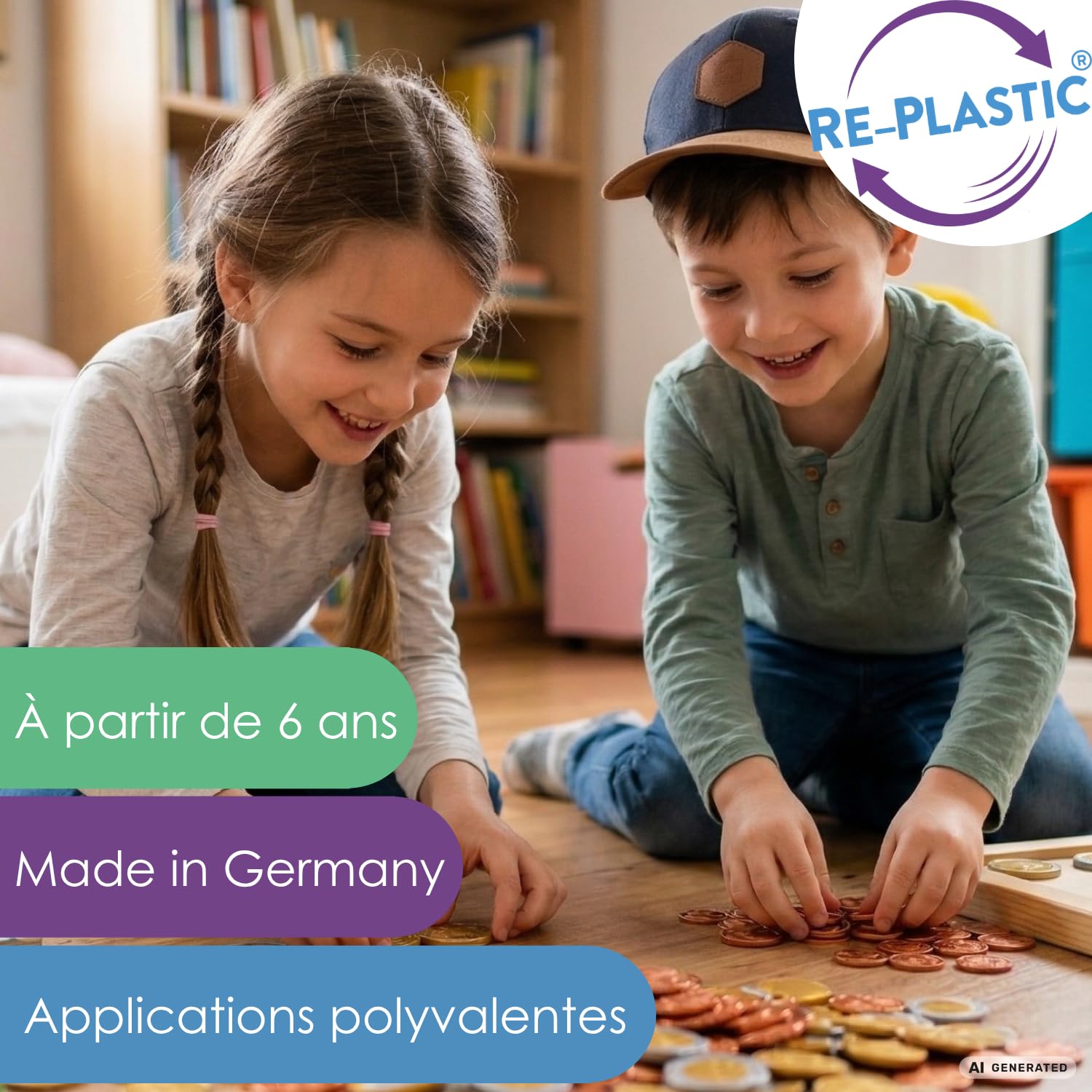 Wissner Lernspiele 80 pièces euros taille réelle pour classe