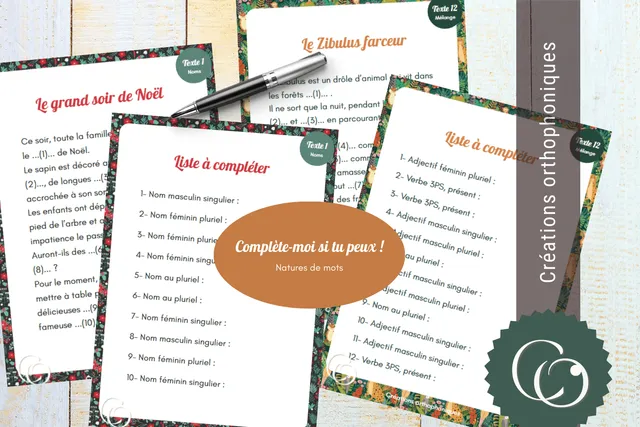 Créations orthophoniques Complète-moi jeu orthographe 12 textes pdf
