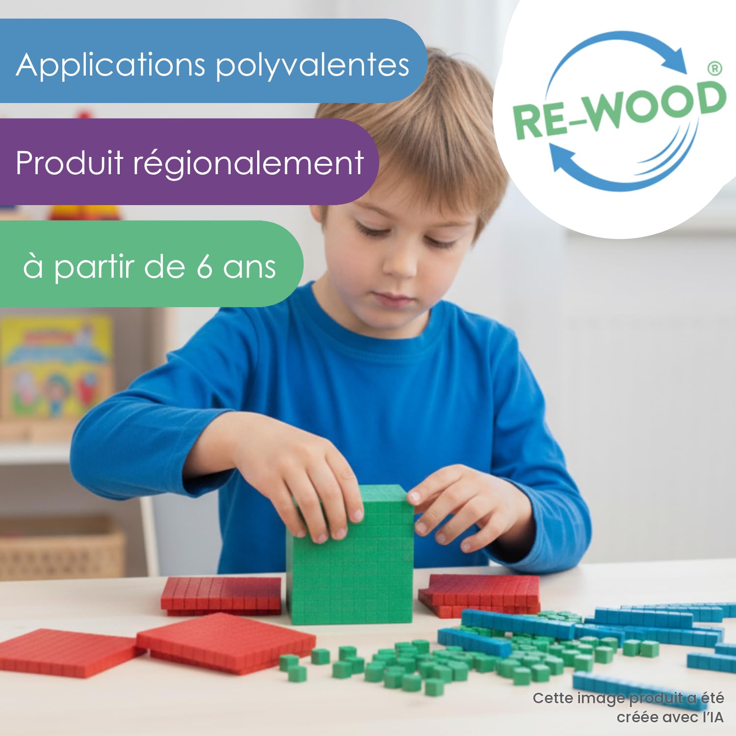 Wissner Montessori Ensemble calcul décimal 121 pcs RE-Wood