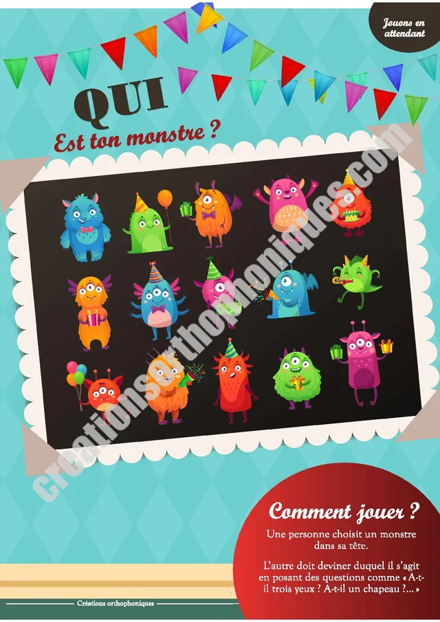 Créations orthophoniques Affiches Qui est mon monstre affiche PDF
