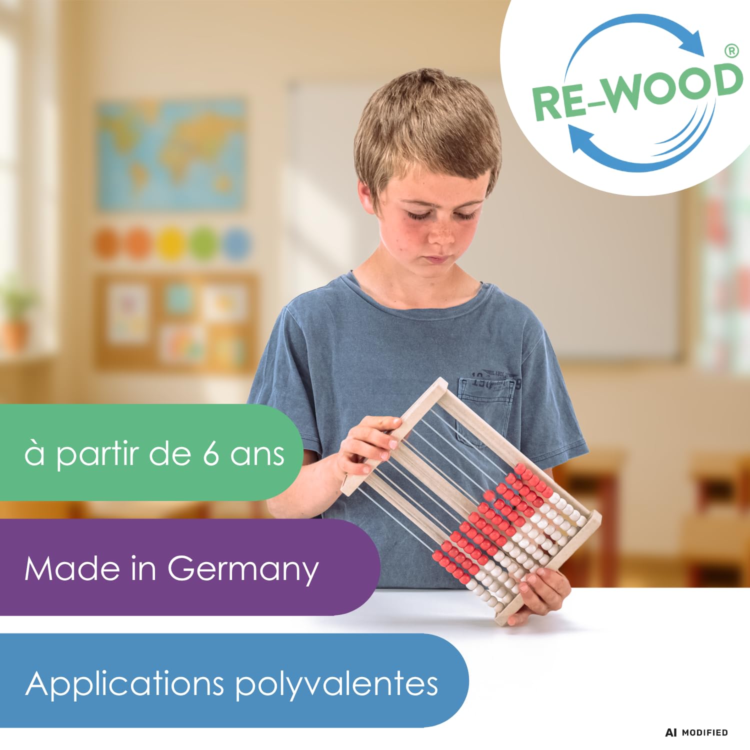 Wissner Zahlen & Rechnen boulier 100 perles rouge blanc bois