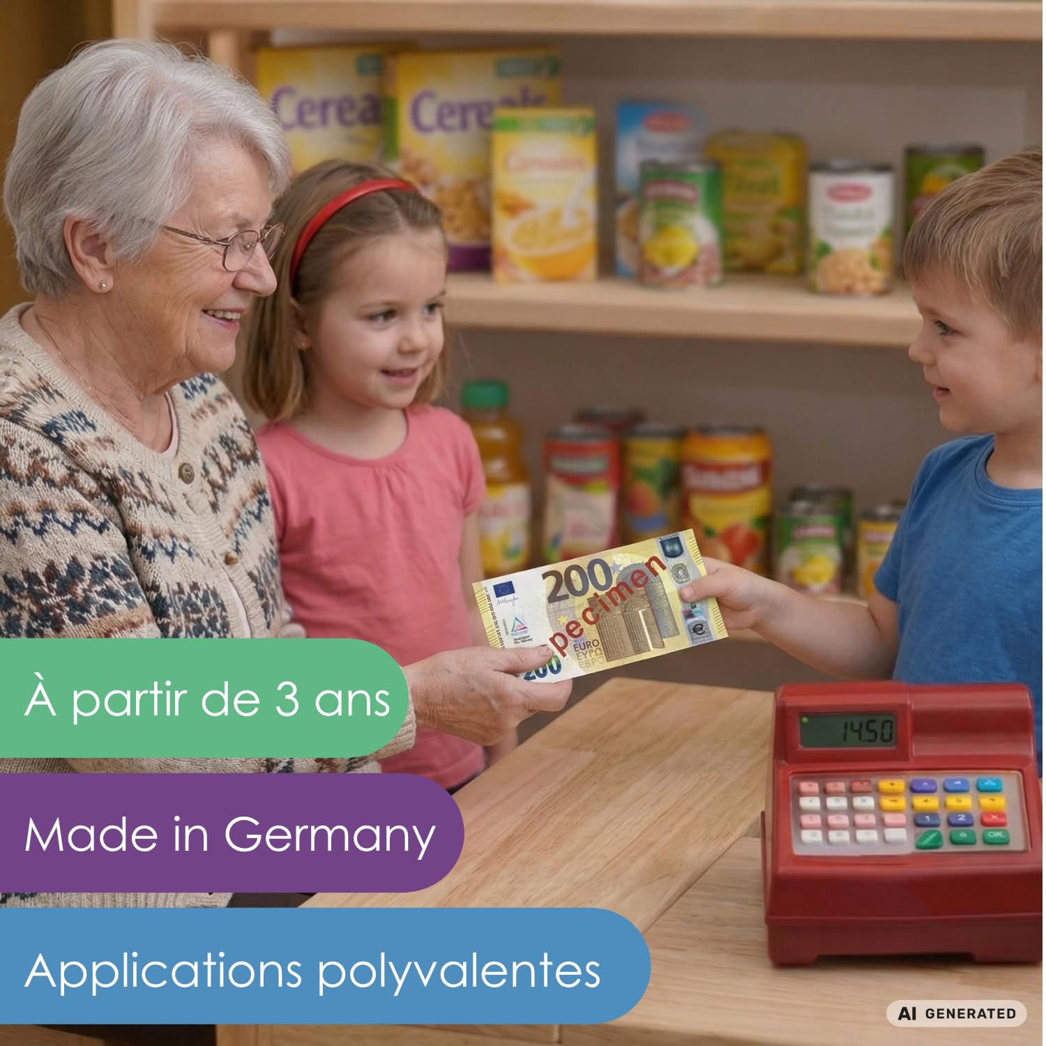Wissner Lernspiele 100 billets 200 euros jeu monnaie sachet