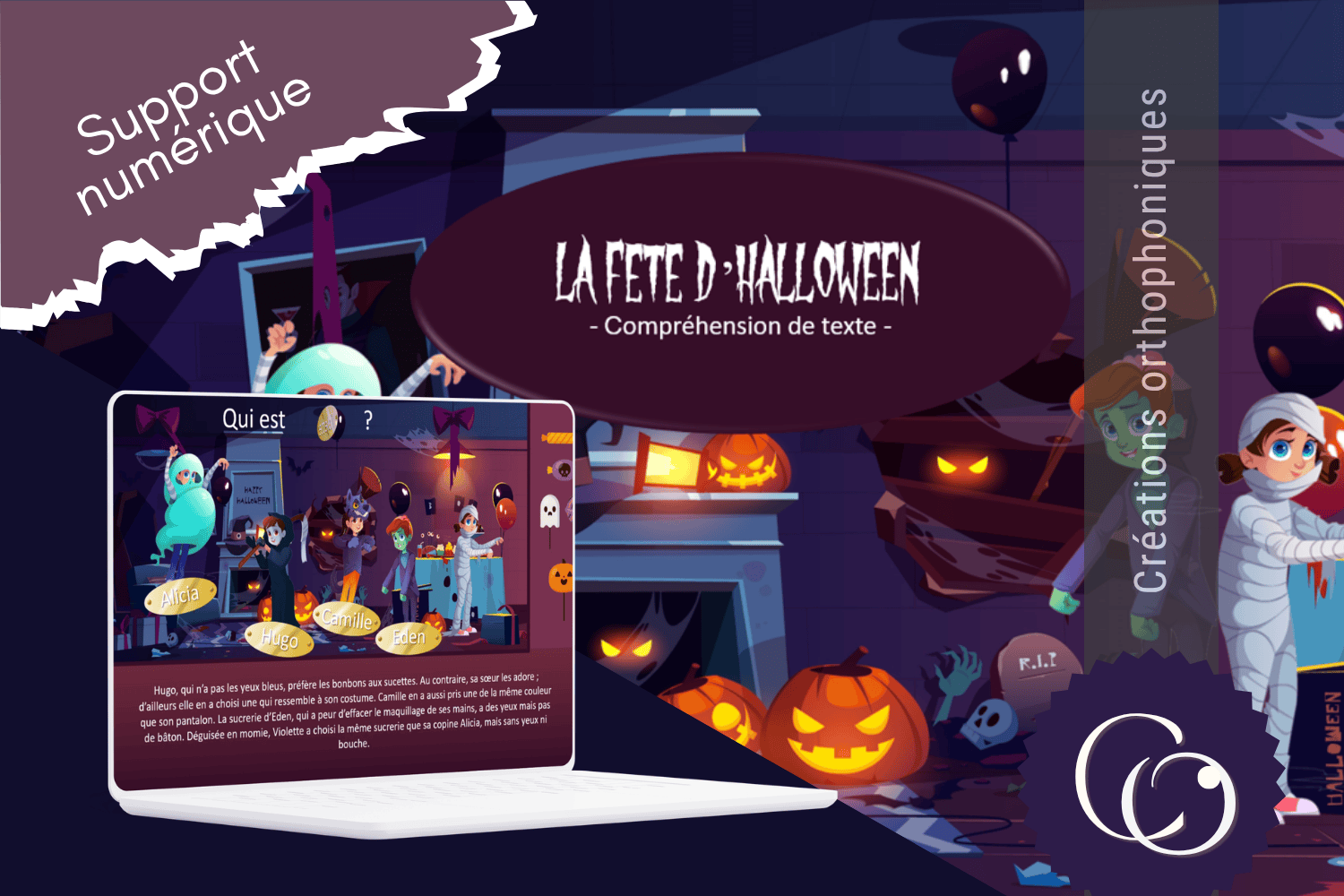 Créations orthophoniques Lecture fête Halloween compréhension texte ppt