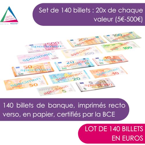 Wissner Lernspiele billets euros jouet 140 billets recto verso