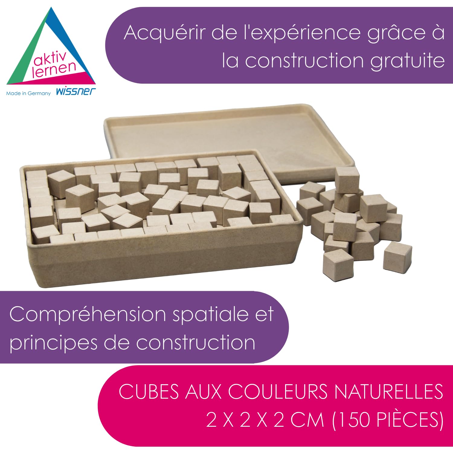 Wissner Raum & Form 150 cubes 2 cm RE-Wood géométrie sac