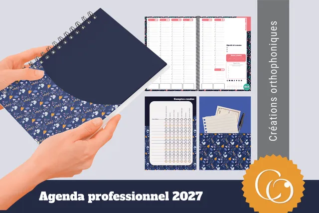 Créations orthophoniques Organisation Agenda semainier 2027 16,5x23,5 cm
