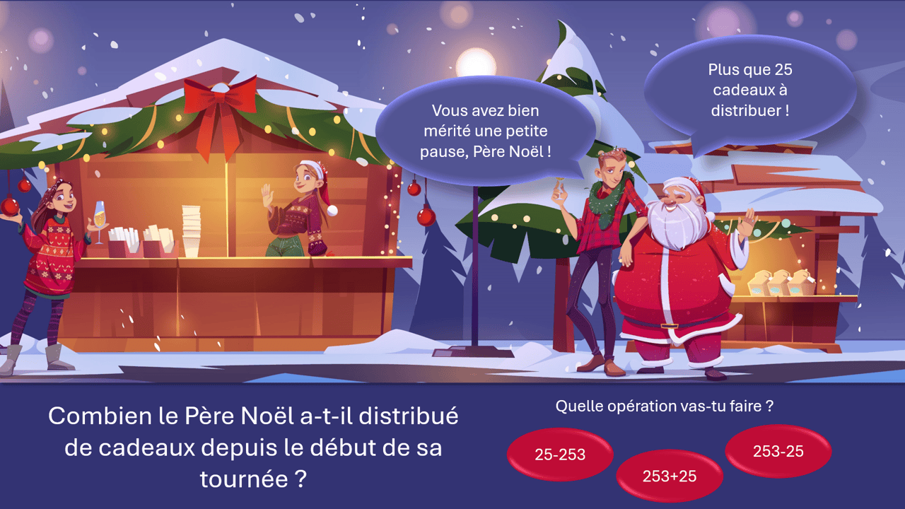 Créations orthophoniques Tournée Père Noël problèmes maths transformation