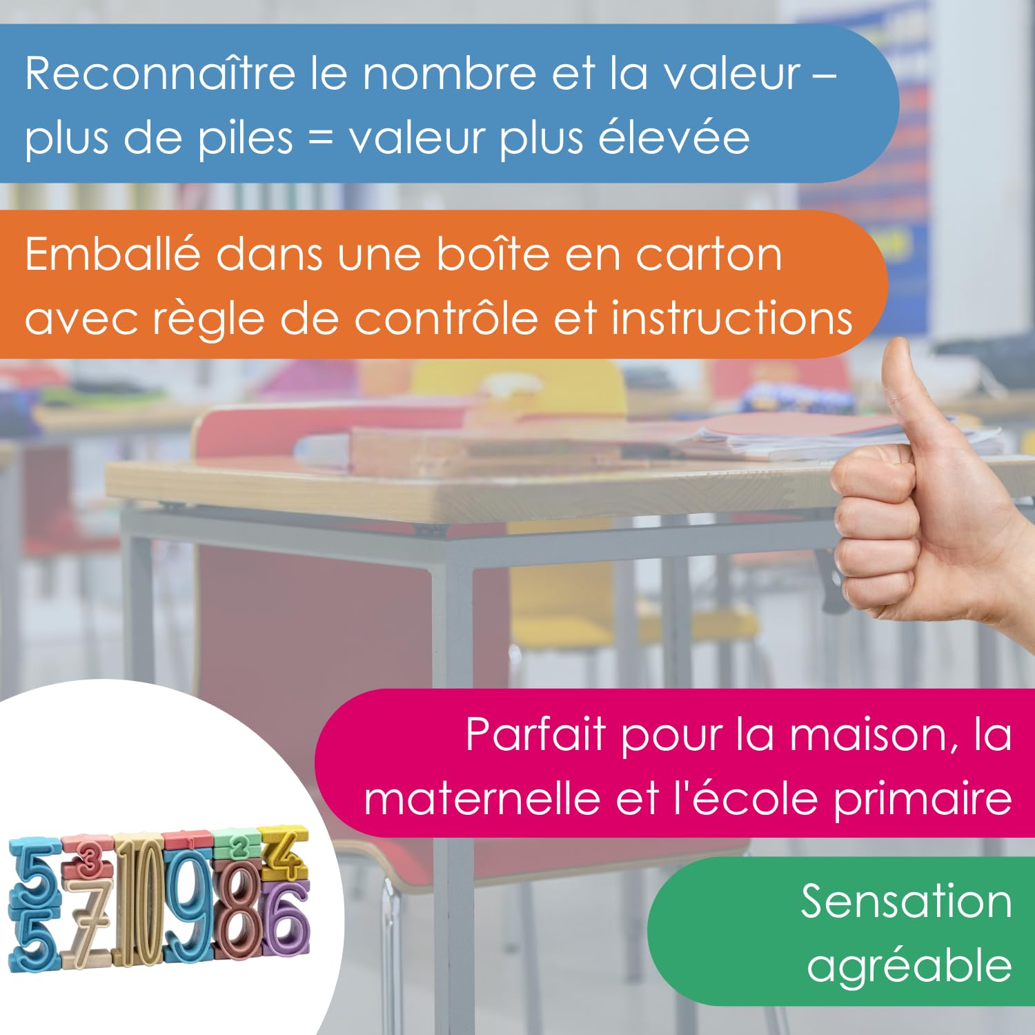 Wissner Montessori 34 chiffres à empiler RE-Wood coffret calcul
