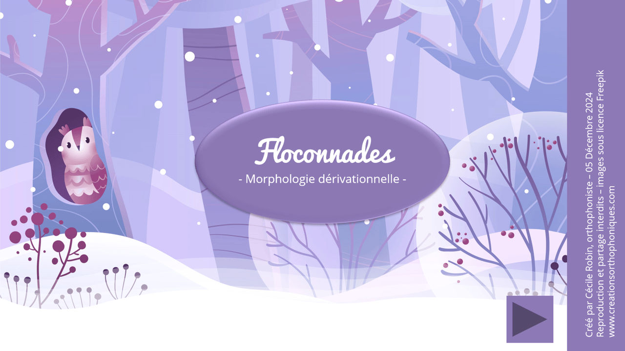 Créations orthophoniques Orthographe Floconnades jeu préfixes suffixes hiver
