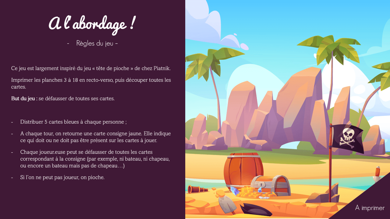 Créations orthophoniques À l'abordage jeu de cartes gratuit langage oral