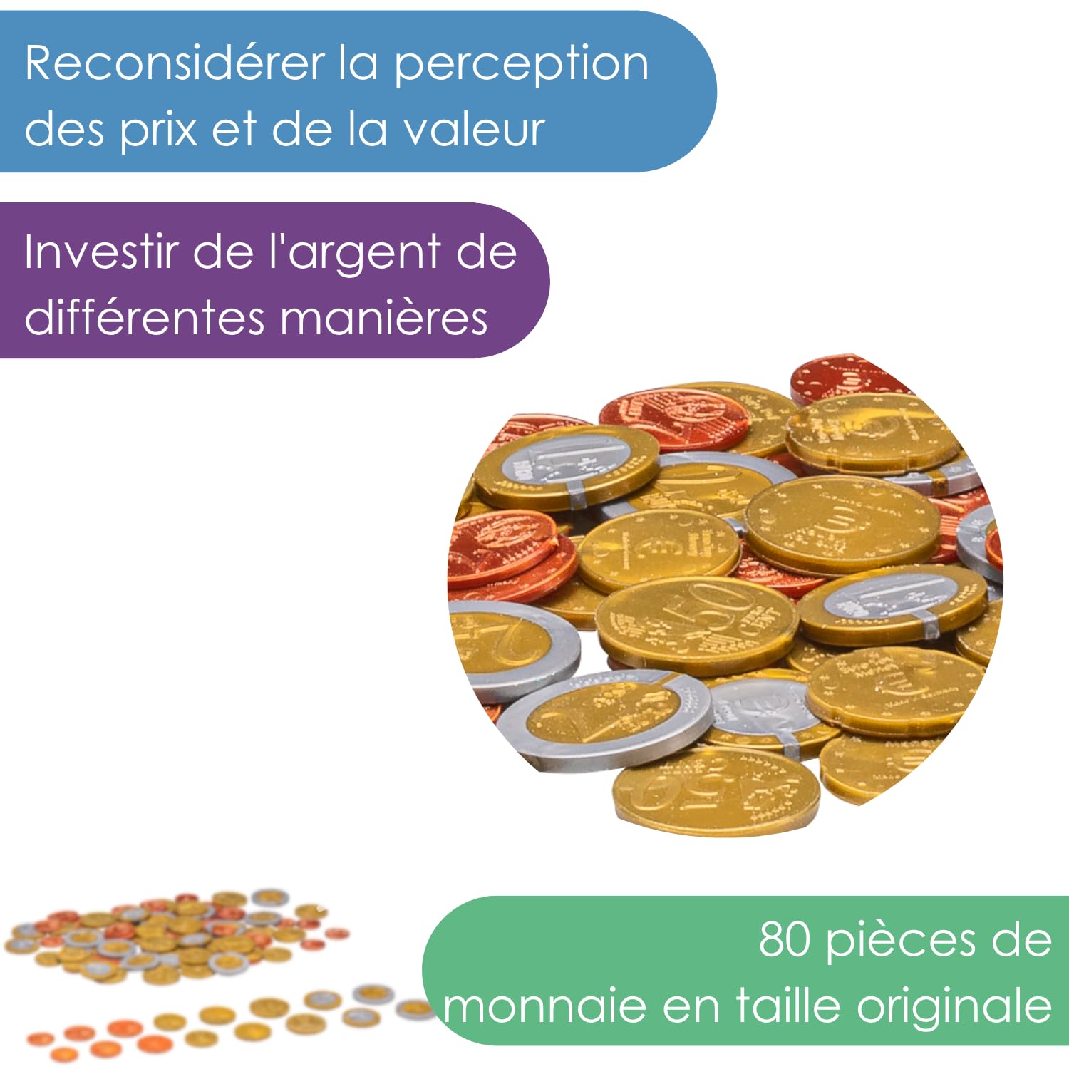 Wissner Lernspiele 80 pièces euros taille réelle pour classe