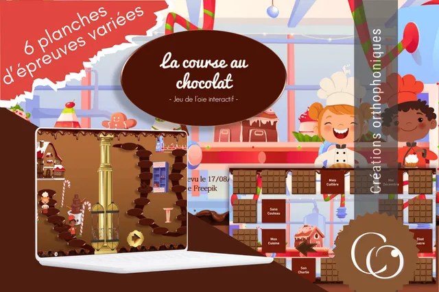 Créations orthophoniques La course au chocolat jeu de l'oie 6 épreuves