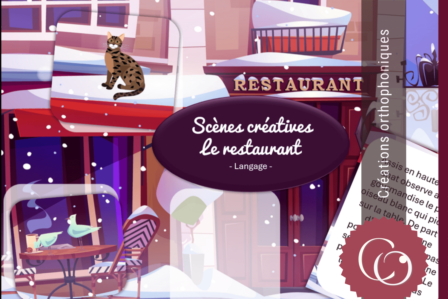 Créations orthophoniques Langage oral Scène créative d'hiver Le restaurant PDF