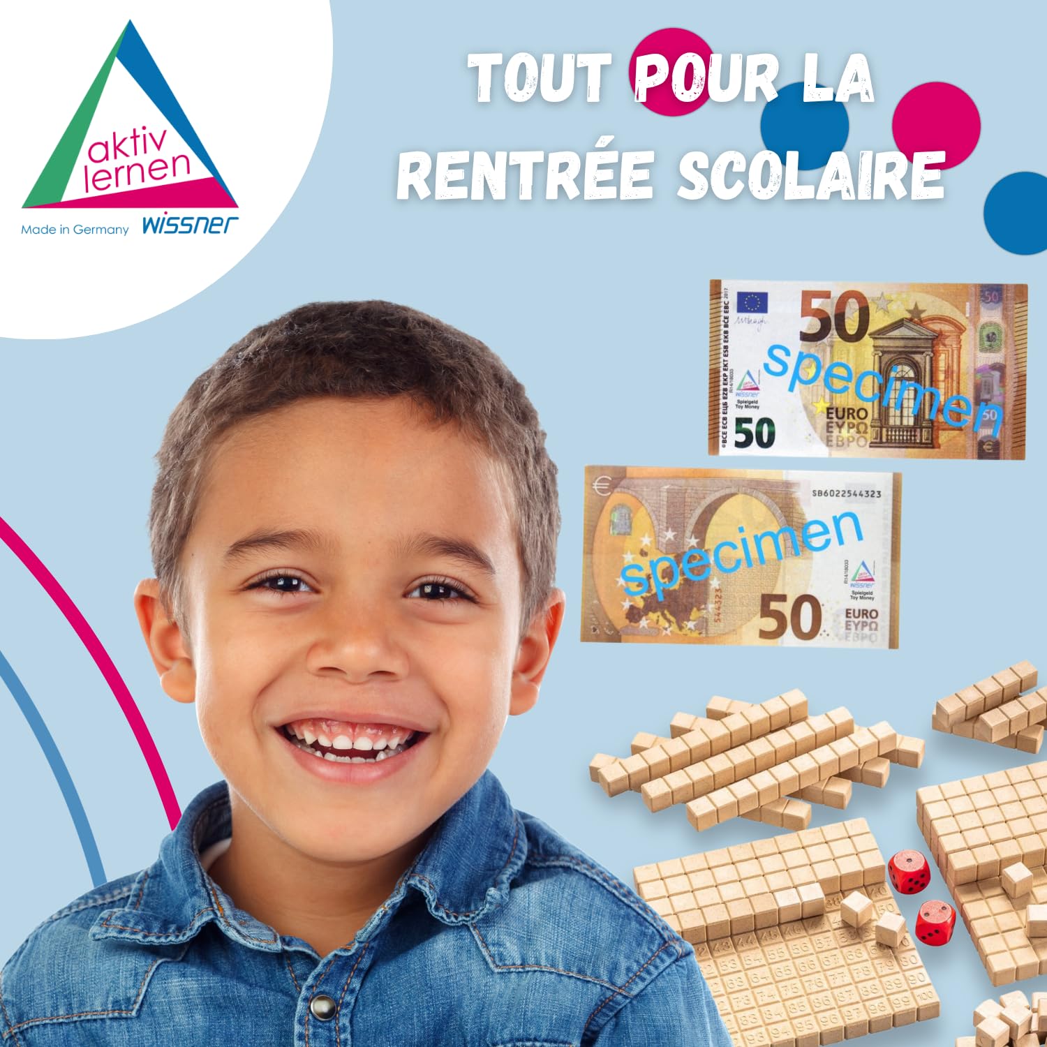 Wissner Lernspiele 100 billets 50 euros jeu monnaie classe