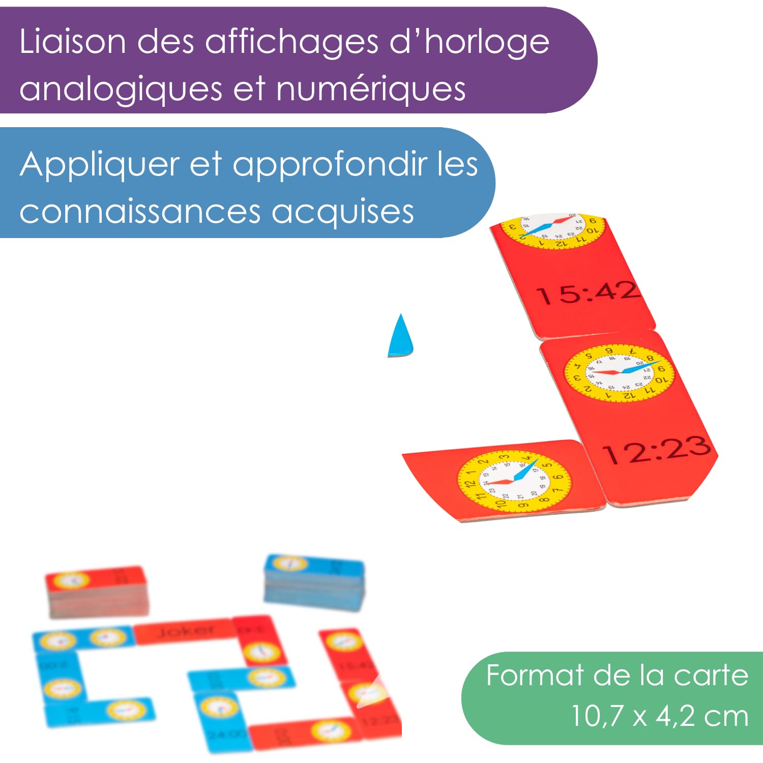 Wissner Lernspiele domino Heure 60 cartes rouges