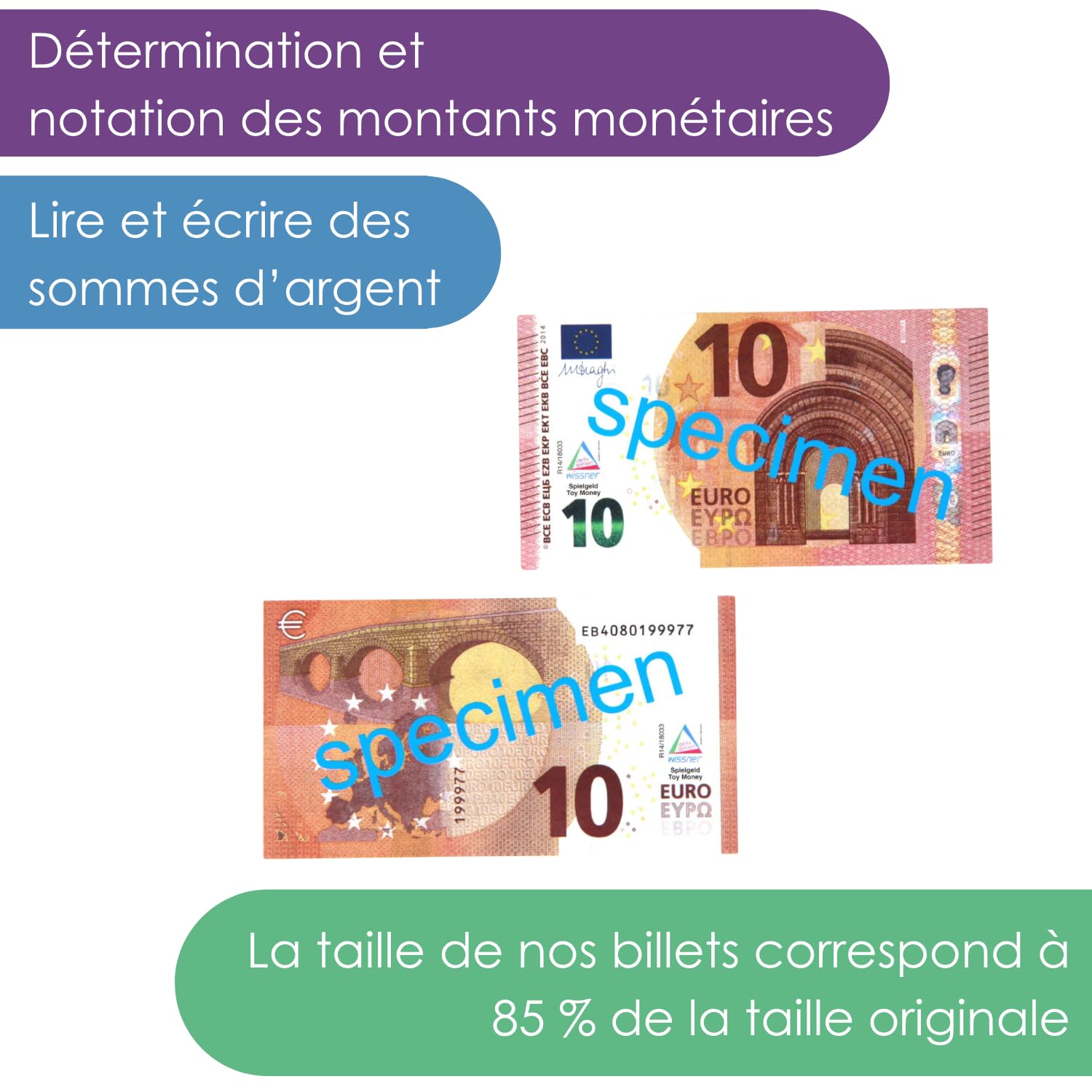 Wissner Lernspiele 100 billets 10 euros école