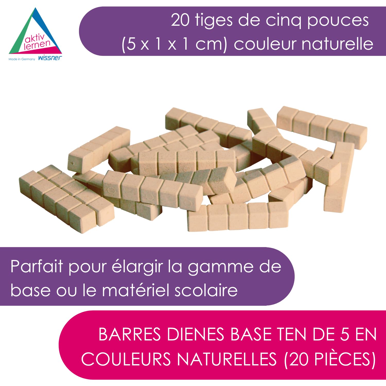 Wissner Zahlen & Rechnen 20 cubes décimaux bois recyclé