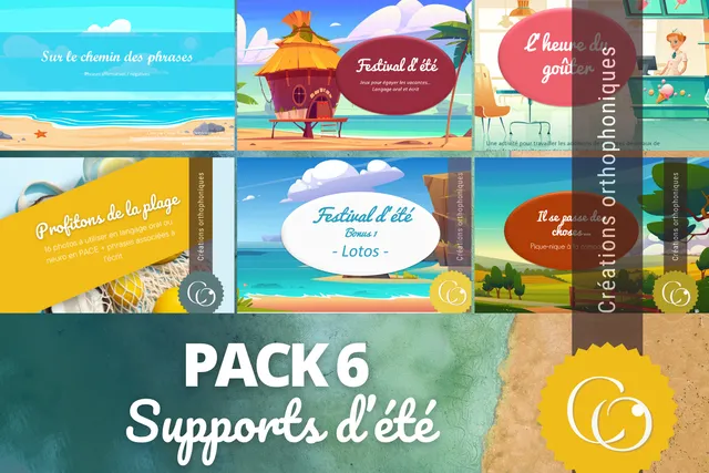 Créations orthophoniques PACKS Pack 6 supports été langage calcul 6 fichiers
