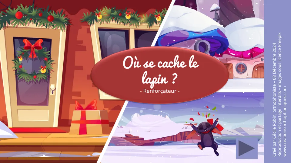 Créations orthophoniques Renforçateurs Où se cache le lapin jeu Noël