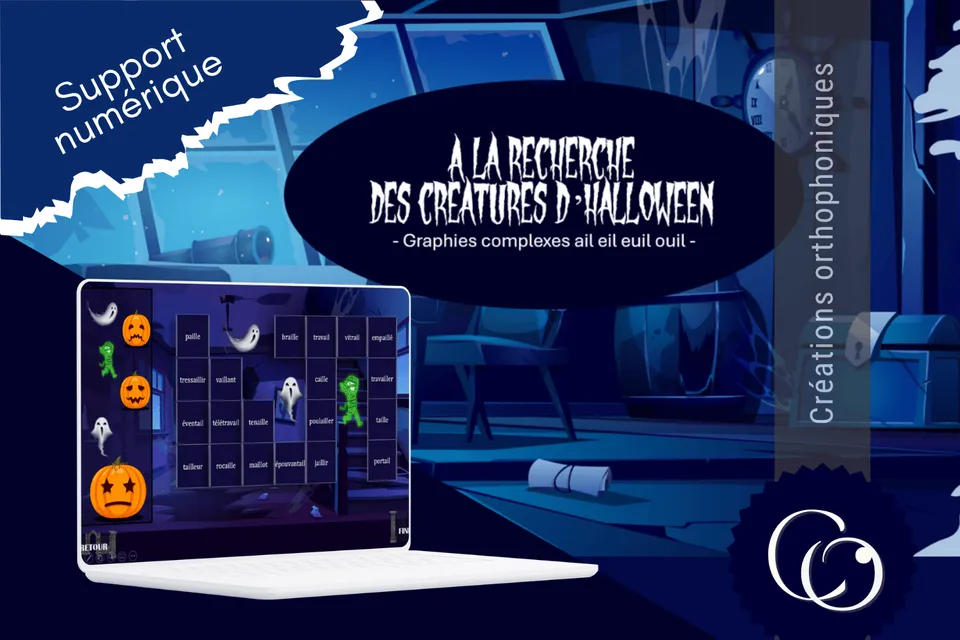 Créations orthophoniques Lecture créatures Halloween jeu ail eil euil ouil