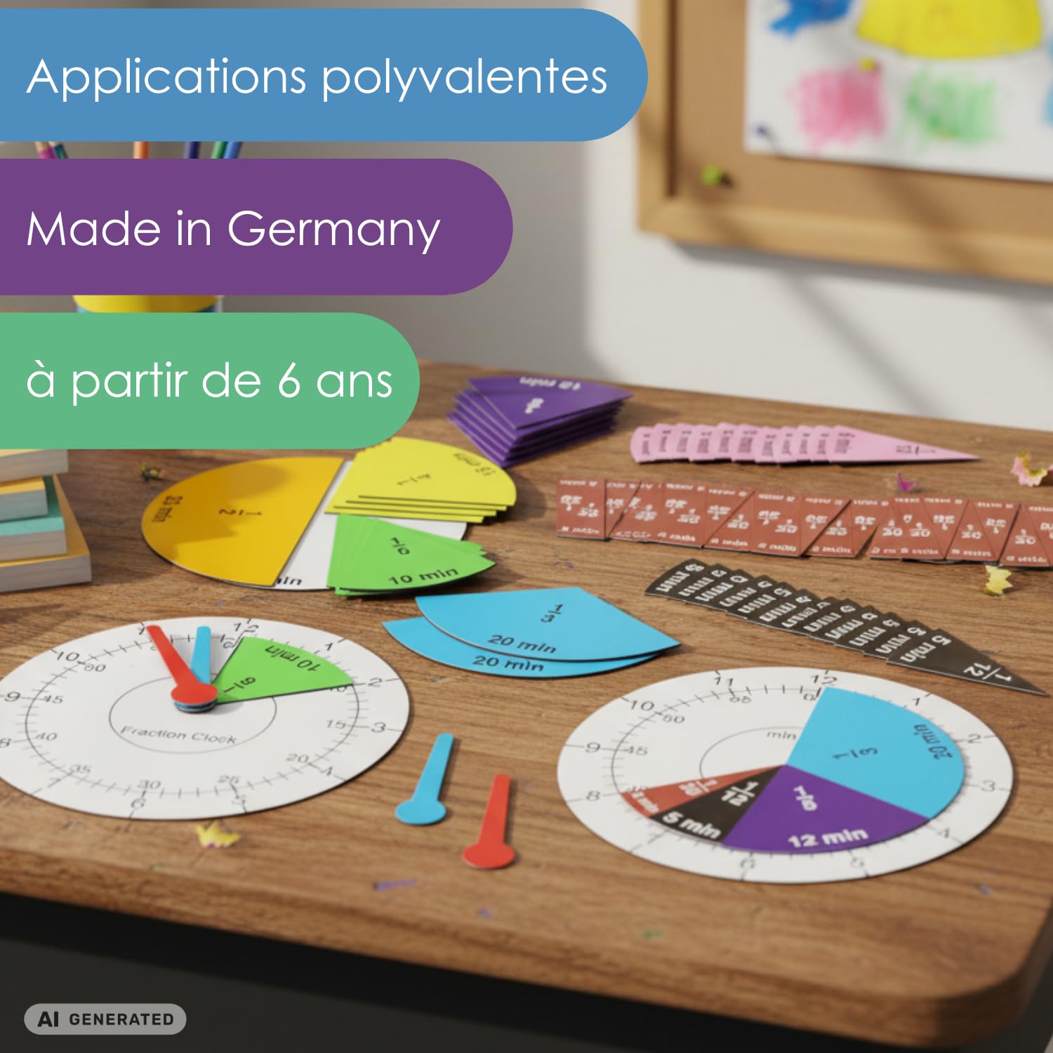 Wissner Zahlen & Rechnen Horloge fractions magnétique