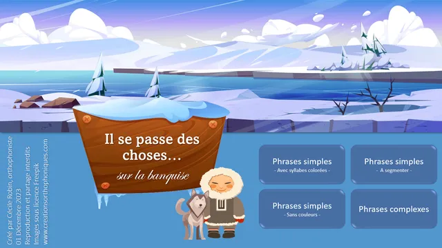 Créations orthophoniques Lecture Il se passe des choses jeu Banquise