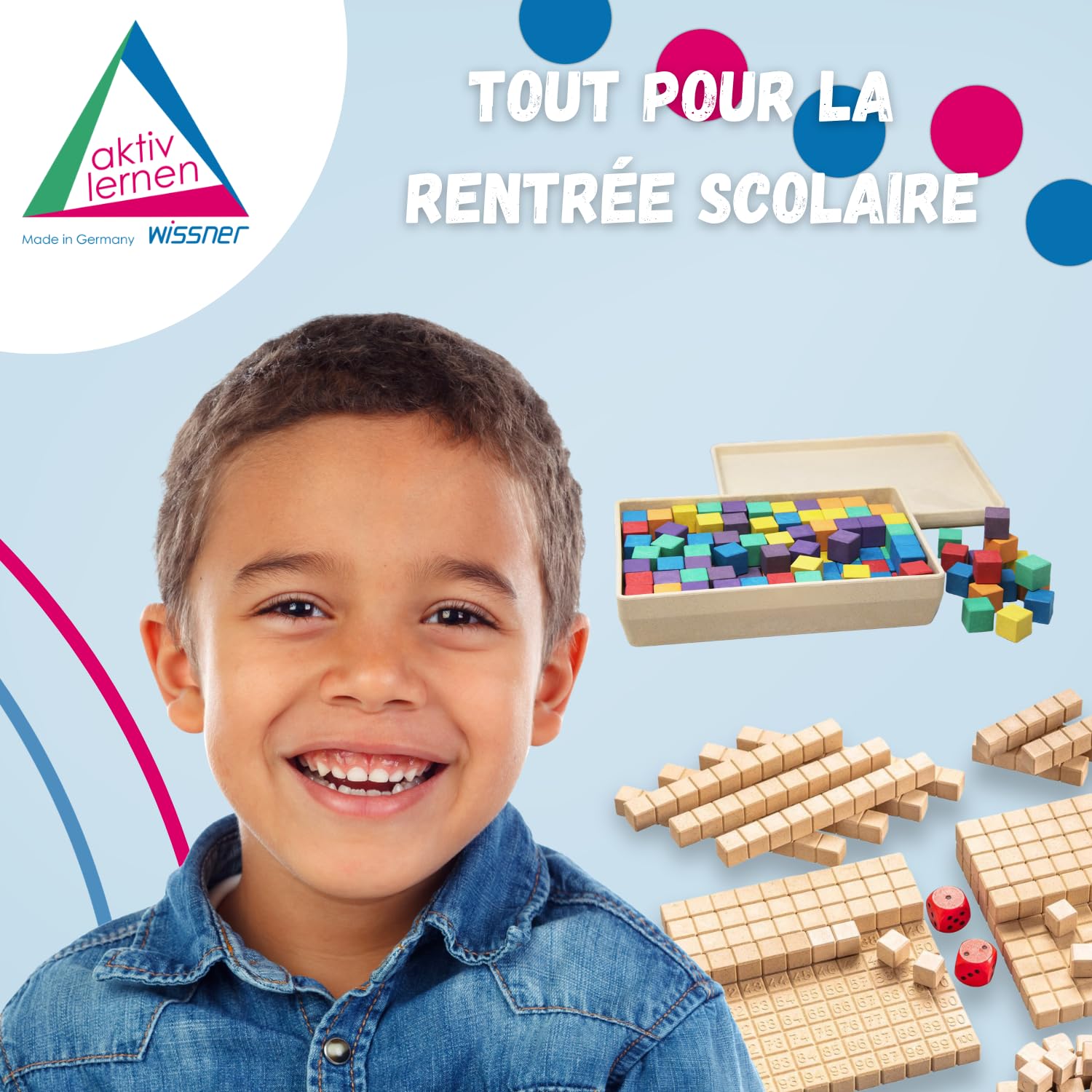Wissner Raum & Form cubes 2 cm 150 pièces + 31 cartes RE-Wood