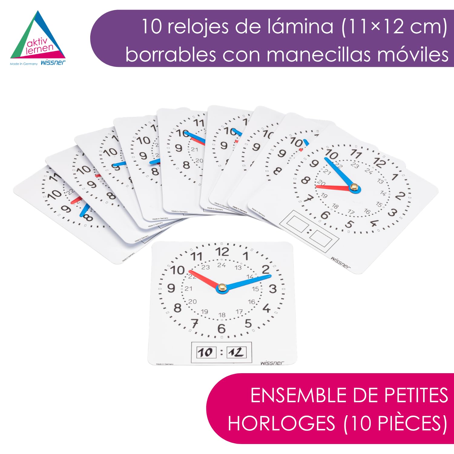 Wissner Größe & Messen 10 horloges apprentissage + aiguilles