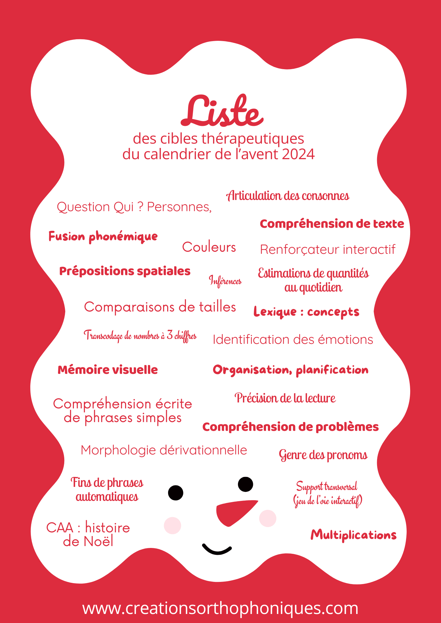 Créations orthophoniques Packs Calendrier Avent 2024 24 supports + cadeau