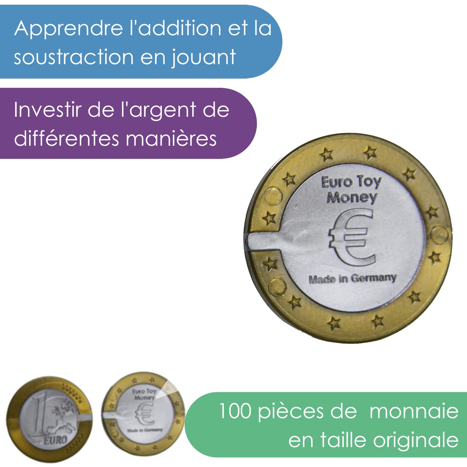 Wissner Lernspiele fausses pièces 1 euro x100 plastique