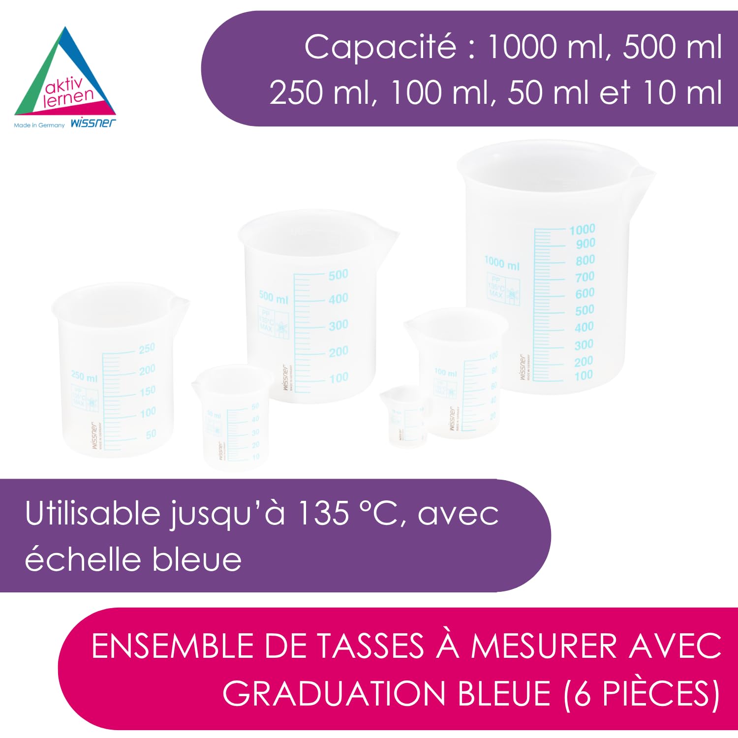 Wissner Größe & Messen set 6 récipients gradués RE-Plastic