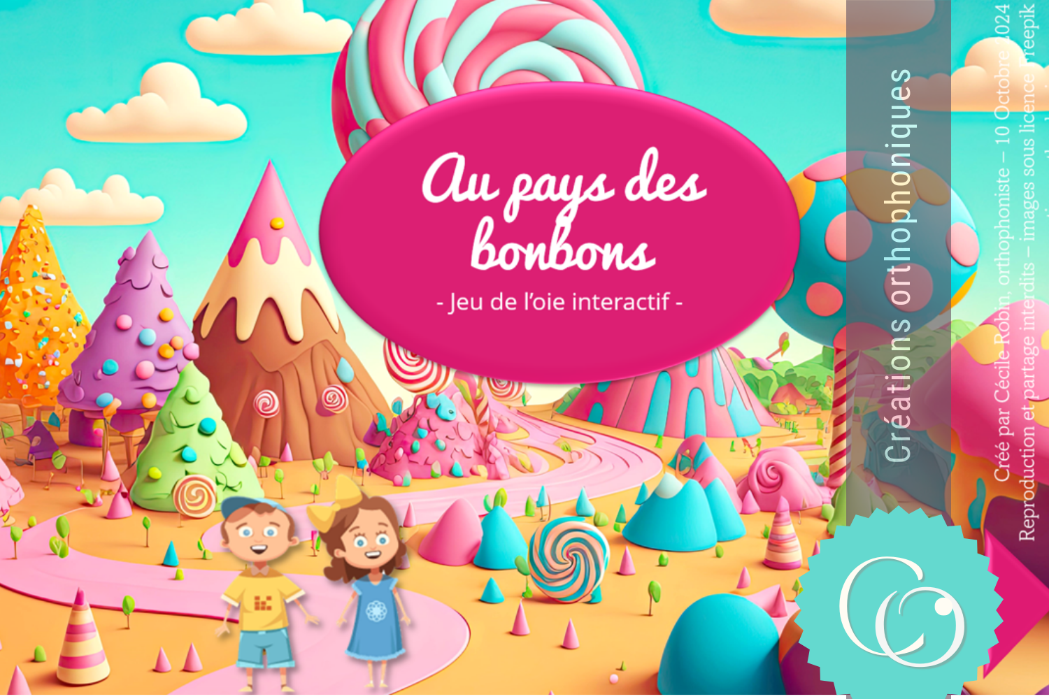 Créations orthophoniques Cognition Pays bonbons jeu de l’oie interactif