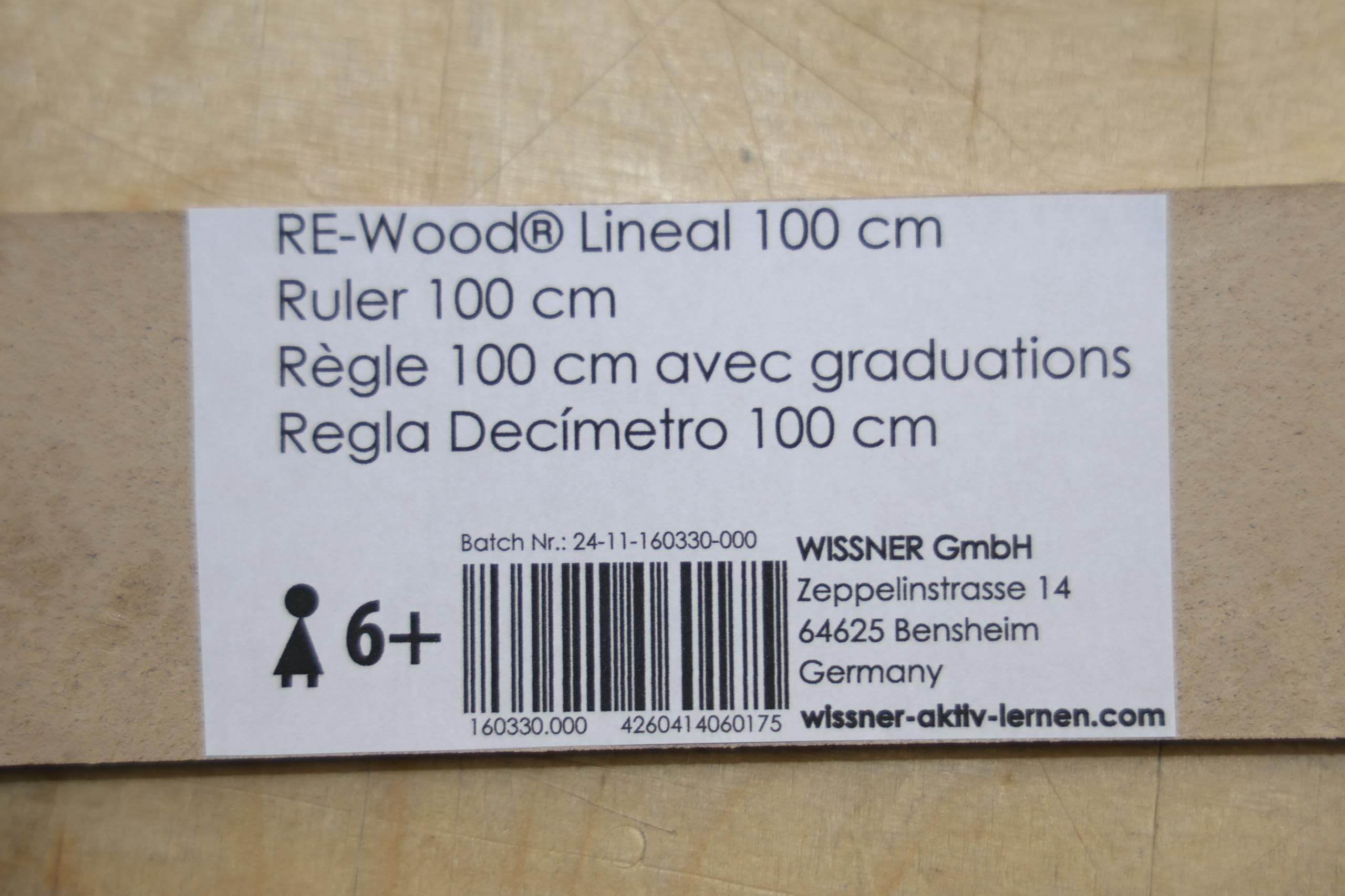 Wissner Zeichengeräte règle 100 cm graduations dizaines bois