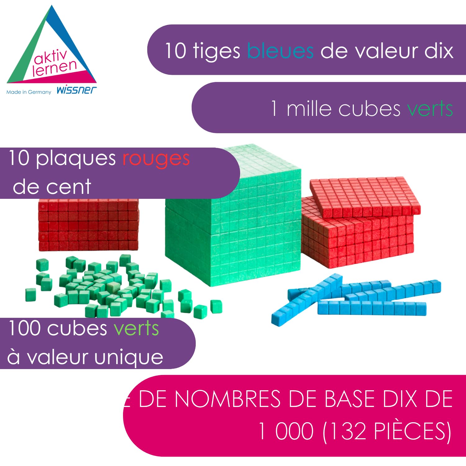Wissner Montessori Ensemble calcul décimal 121 pcs RE-Wood