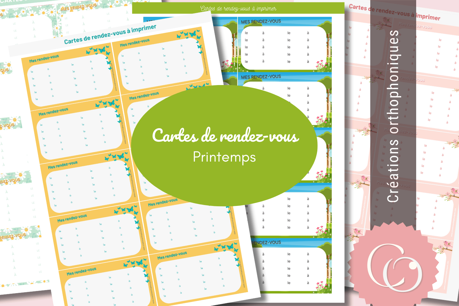 Créations orthophoniques Organisation du cabinet cartes RDV printemps